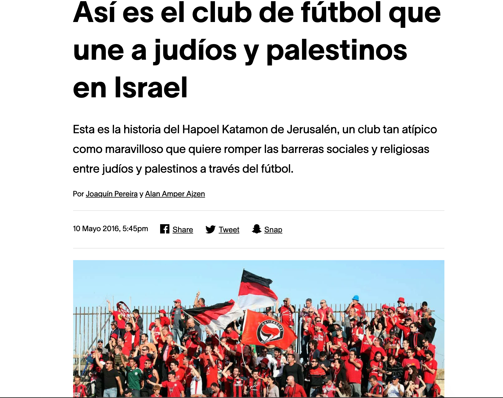 Vice – Así es el club de fútbol que une a judíos y palestinos en Israel